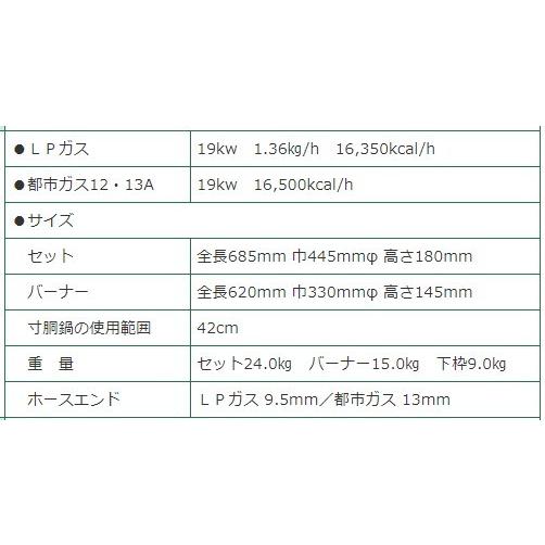 鋳物コンロ ハイカロリー タチバナ 下枠セット 三重 種火付 TS 鋳物コンロ ハイカロリー タチバナ 下枠セット 三重 種火付 TS