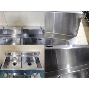中古】【送料都度見積】2槽シンク W1200×D600×H800＋BG150mm