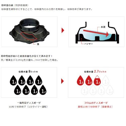 フロム　家庭用ディスポーザ　YS-7000L-115　ディスポーザ付きマンション交換対応機種　国内製造　偏平　排水径φ115　生ごみ処理