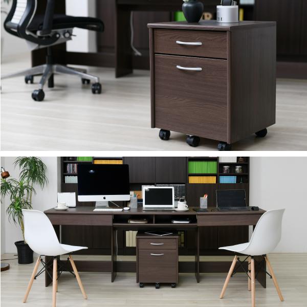 JK-PLAN コンパクト デスクワゴン 2段 サイドチェスト 幅40cm 高