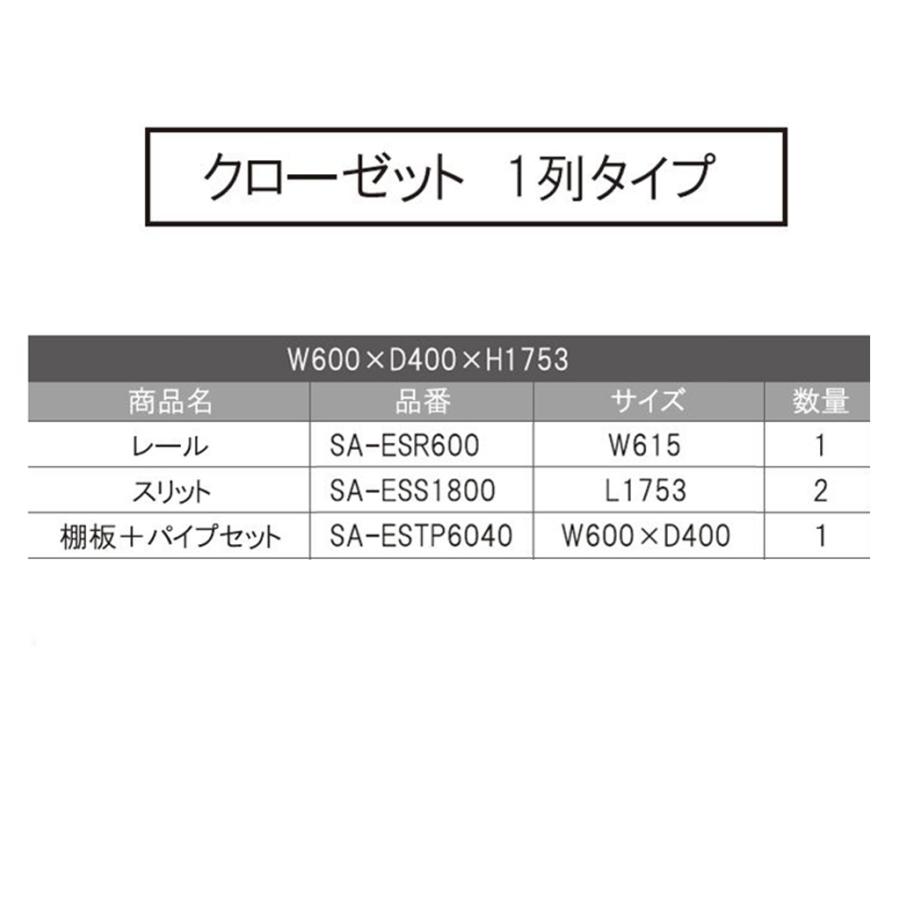 一部予約販売中 Es Rackセット 2 W600 H1753 クローゼット1列タイプ 壁面取付システム 収納 棚受け 棚板セット Sa Est6040 追加なし Binghamtonhots Com