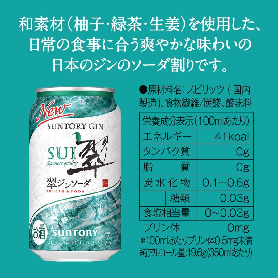 サントリー  糖類ゼロ 翠 ジン ソーダ 缶 350ml 1ケース 24本 24  送料無料 一部地域除 チューハイ ハイボール すい  SUI 柚子 強炭酸 人気 | 金麦 | 07