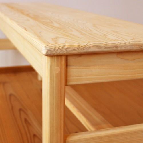 檜のベンチ　天然木 ひのきベンチ 板座 ダイニングベンチ サイズオーダー 国産ヒノキ