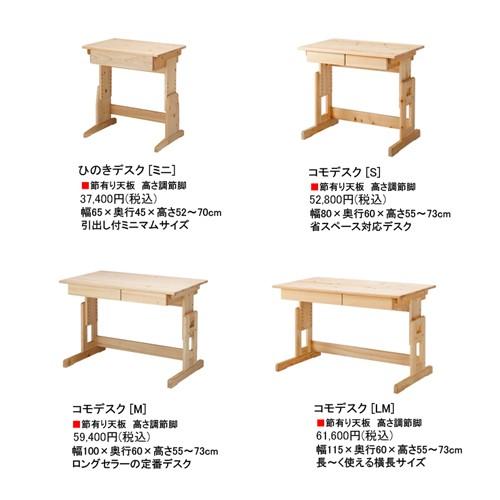 学習机 学習デスク ひのき 無垢 コモ S型 幅80×奥行60cm コンパクト 国産 ヒノキ 天然木製 勉強机 高さ調節 日本製_18