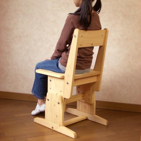 学習机椅子 ひのきスクールチェア 国産桧無垢 天然木製 高さ調節