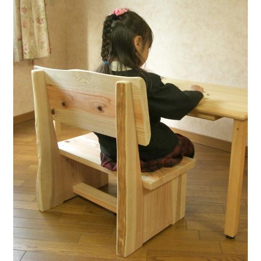 国産杉の無垢材　子供椅子と机のセット　天然オイル仕上げ　変化椅子　キッズチェア キッズベンチ 国産 杉無垢 オイル塗装 天然木製 子供部屋家具 長椅子