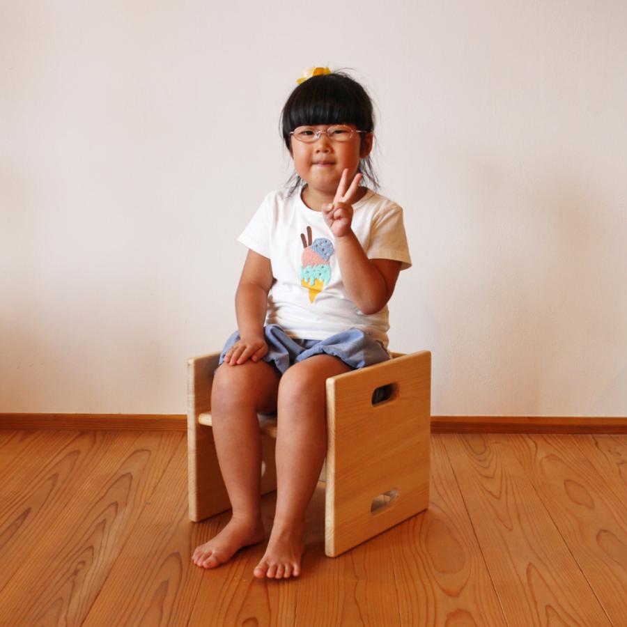 キッズチェア BOXチェア ひのき 1歳児から 安心椅子 国産ヒノキ無垢
