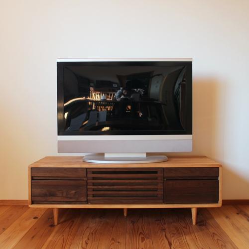 テレビボード おしゃれ 125cm 無垢 ウォールナット タモ 天然木 丸脚