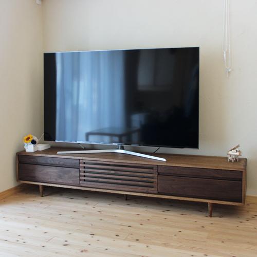 【値下げしました】テレビ台　幅200cm　無垢材　タモ材　テレビボード 値下げしました】テレビ台 幅200cm 無垢材 タモ材 テレビボード