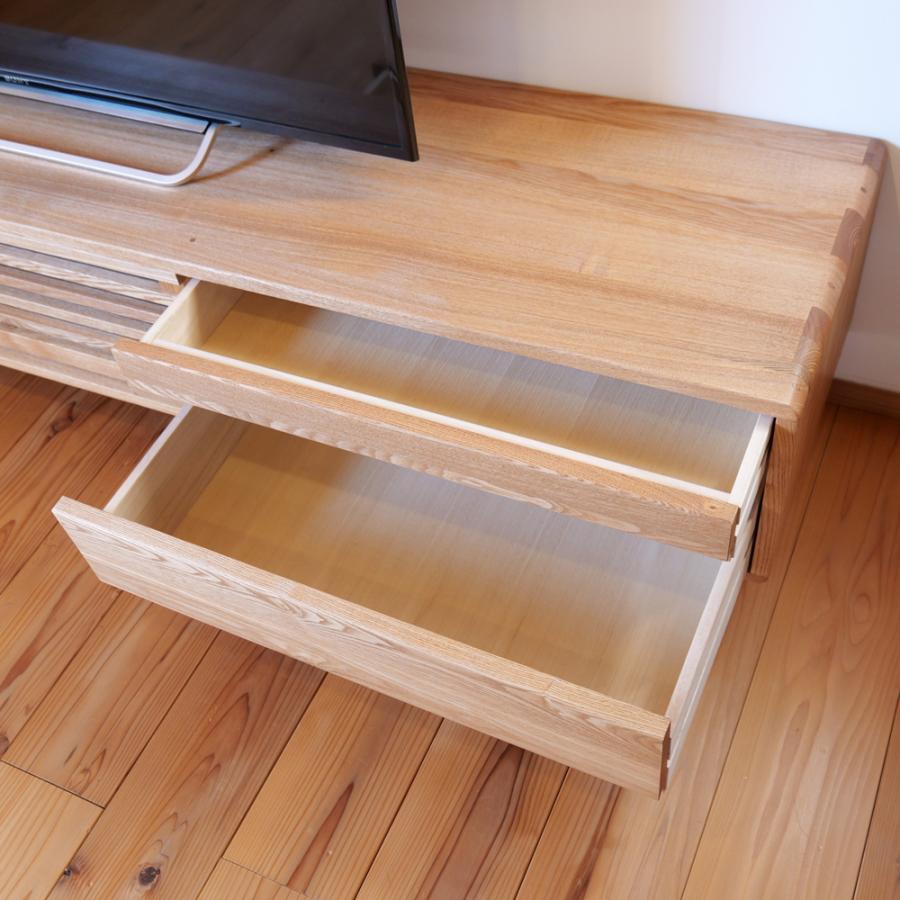 テレビボード おしゃれ 200cm 無垢 ローボード 収納 タモ材 丸脚付き