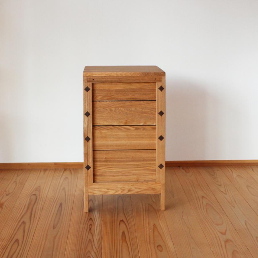 チェスト 木製 おしゃれ スリム 4段 無垢 幅40cm 小引出し
