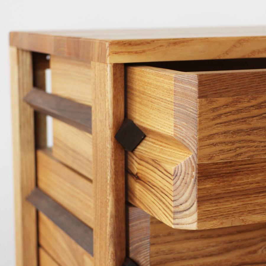 チェスト おしゃれ 木製 4段 無垢 小引出し 幅60cm リビングチェスト