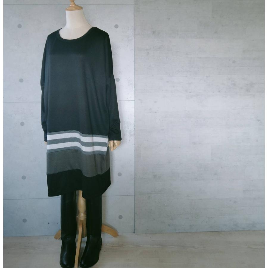 大きいサイズ チュニック ワンピース 40代 50代 大人 丸首 長袖