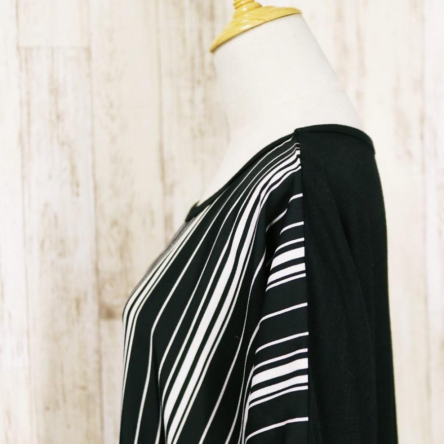 大きいサイズ ワンピース 30代 40代 50代 春 バーコード ストライプ ゆったり チュニック 重ね着 プリント ワンピー ドルマン カットソー |  | 06