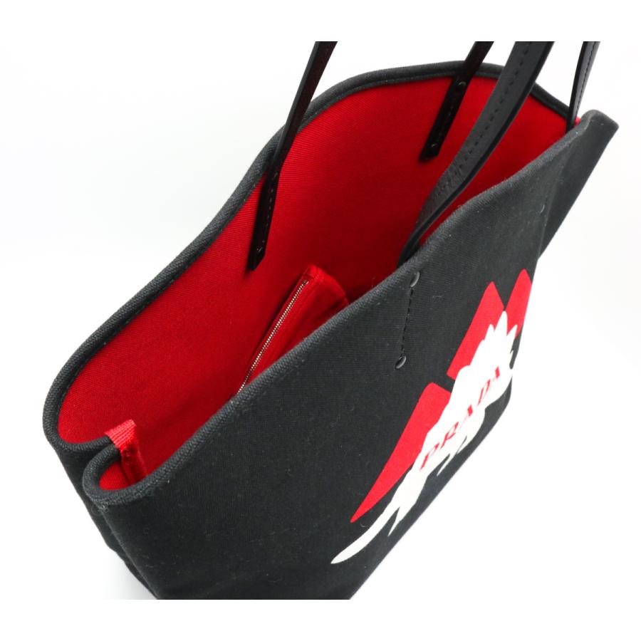 PRADA ドラゴン刺繍 バッグ PRADA プラダ 恐竜モチーフ CANAPA NERO/ROSSO トートバック