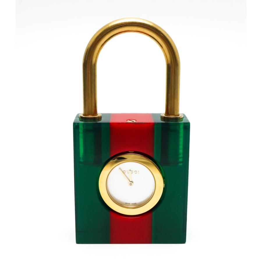 GUCCI（グッチ） キーホルダー ウォッチ 南京錠モチーフ シェル盤 時計