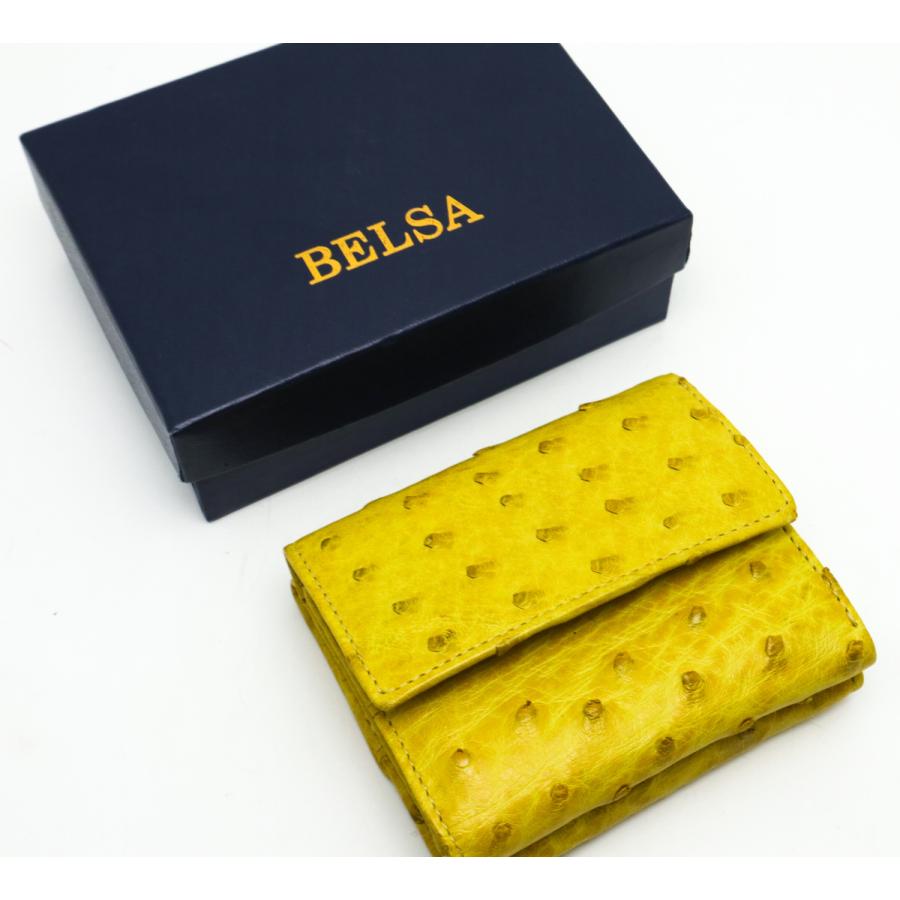BELSA ベルサ オーストリッチ レザー Wホック財布 コンパクトサイフ