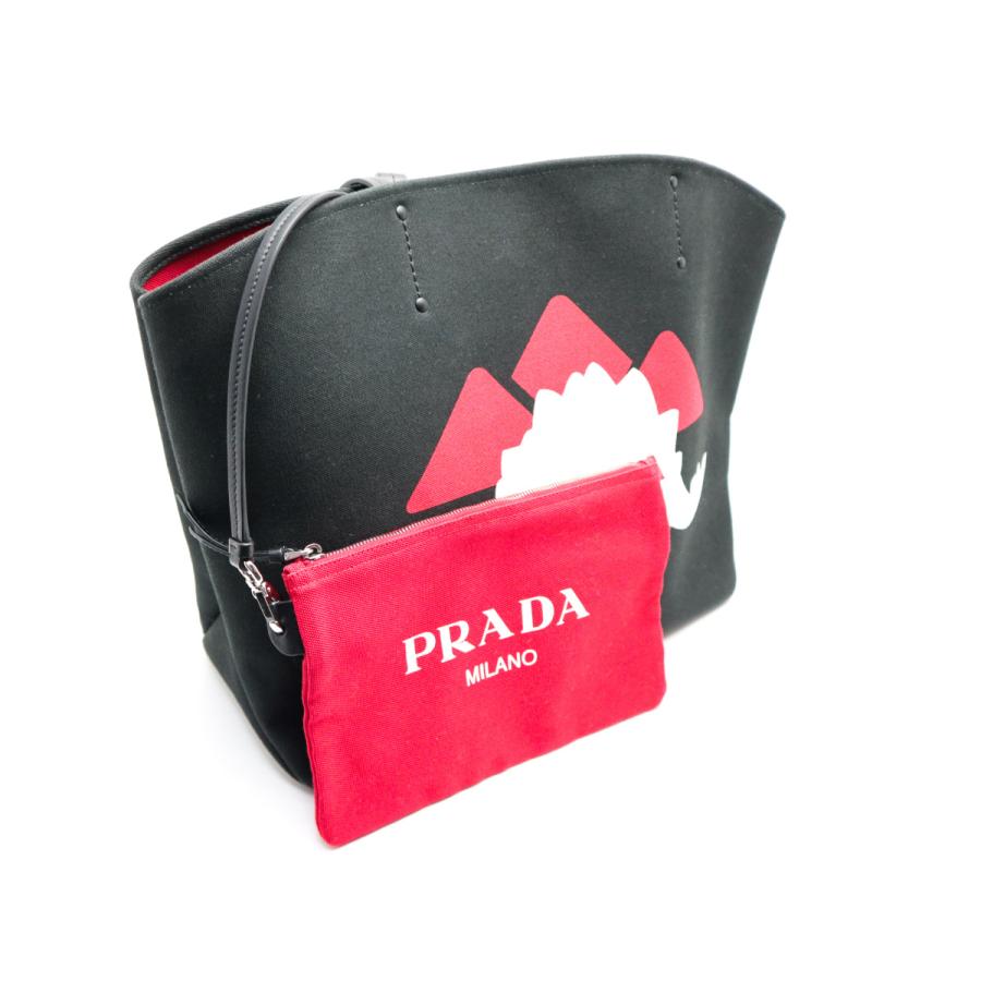 PRADA ドラゴン刺繍 バッグ PRADA プラダ 恐竜モチーフ CANAPA NERO/ROSSO トートバック