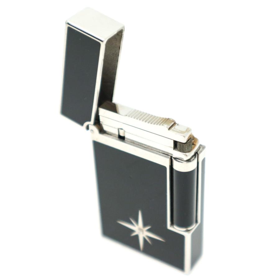 ライン2 ST.Dupont デュポン ソリテール 1Pダイヤ 黒漆塗り ライター