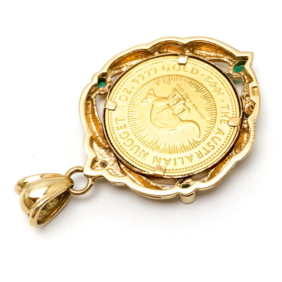 エリザベス オーストラリア25ドル金貨 カンガルー 4分の１オンス、金貨1992年。枠は１８ｋ