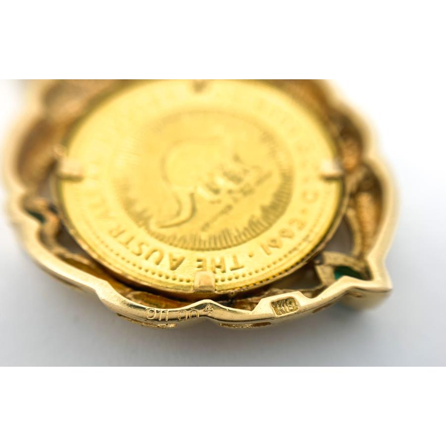 K24 K18 24金 18金 エリザベス2世 25ドル 1992年 オーストラリア カンガルー 金貨 1/4oz 純金 コイン ペンダント チャーム  アクセサリー