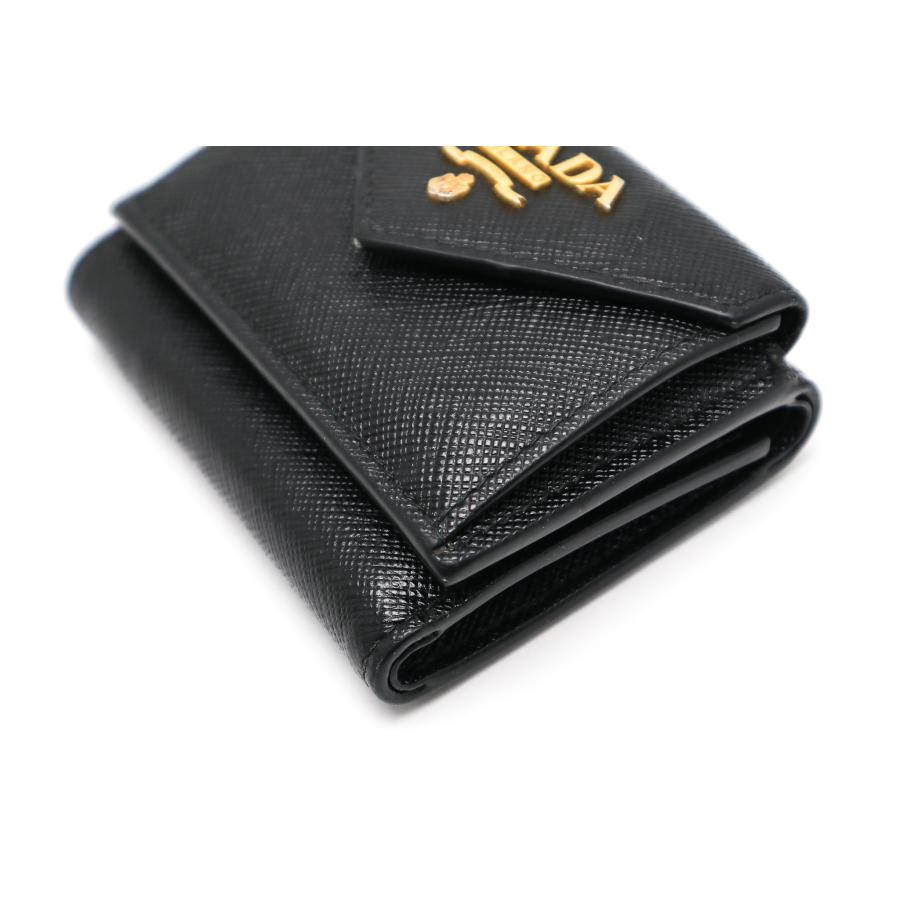 PRADA（プラダ） ブラック サフイアーノ ミニ 3つ折り財布 1MH021