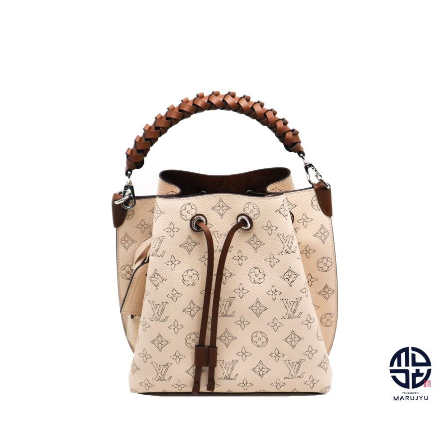 ルイヴィトン　マヒナムリアショルダーハンドバッグ　バイカラー　斜めがけポシェット LOUIS VUITTON（ルイ・ヴィトン） マヒナライン クレーム 巾着型バック