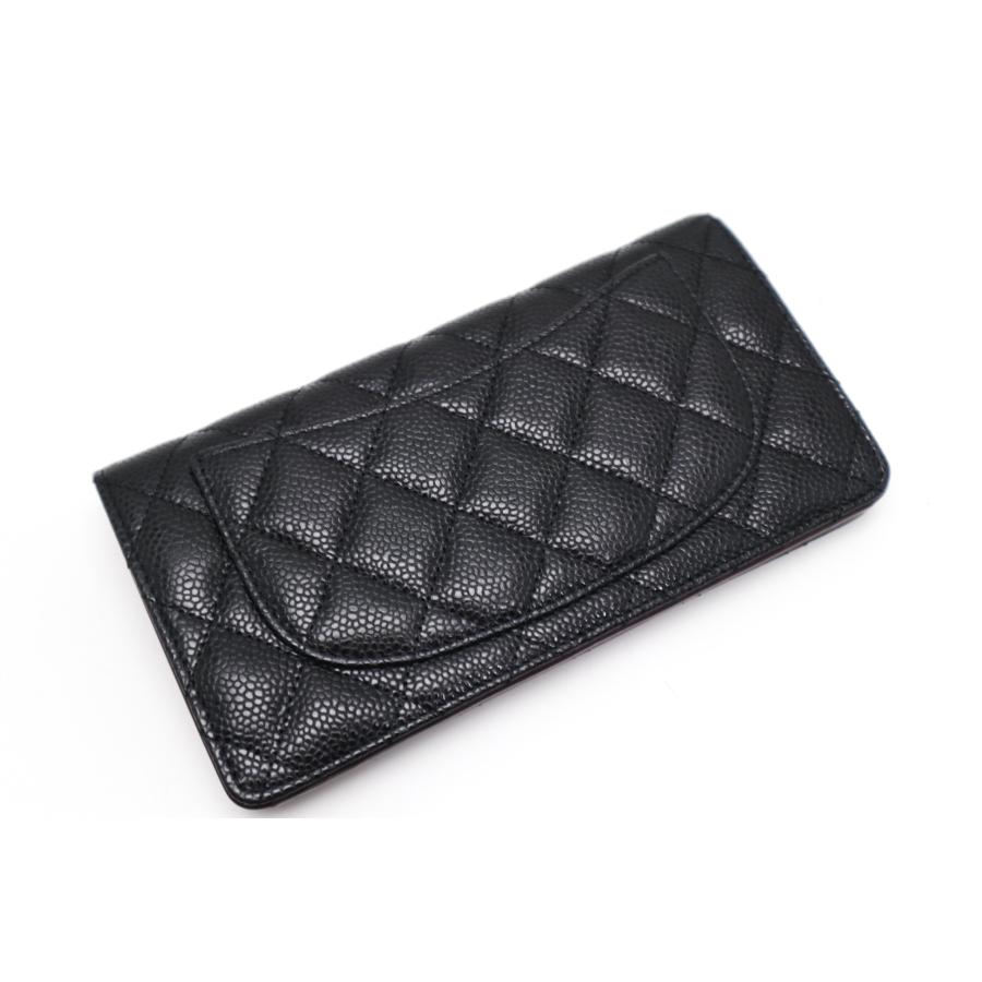 CHANEL シャネル 黒 キャビアスキン マトラッセ ゴールド金具 2 CHANEL シャネル 黒 キャビアスキン マトラッセ ゴールド金具 2