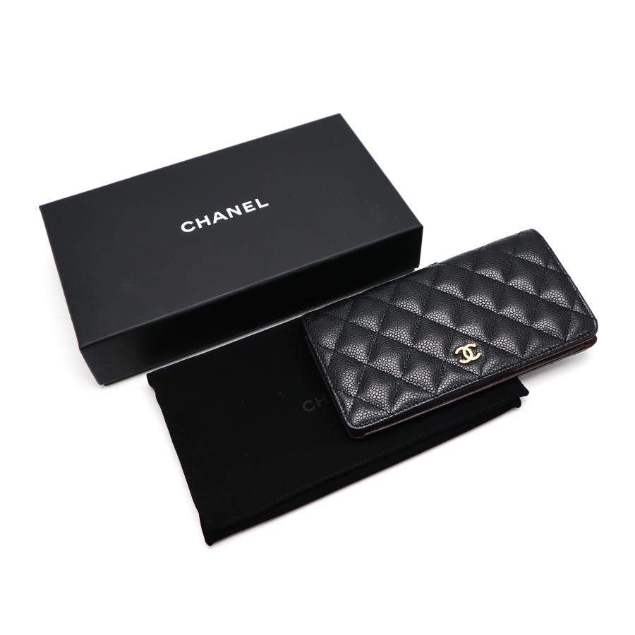 CHANEL シャネル 黒 キャビアスキン マトラッセ ゴールド金具 2 CHANEL シャネル 黒 キャビアスキン マトラッセ ゴールド金具 2