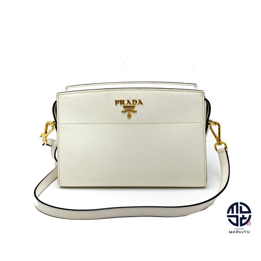 【美品】PRADA サフィアーノレザー ショルダーバッグ ホワイト PRADA プラダ サフィアーノ レザー ホワイト 白 ショルダー
