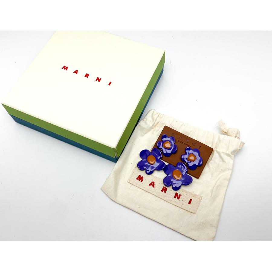 MARNI マルニ 花モチーフ フラワー パープル ゴールド金具 MARNI マルニ 花モチーフ フラワー パープル ゴールド金具