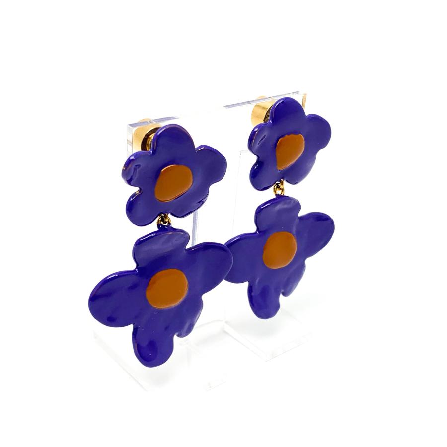 MARNI（マルニ） 花モチーフ フラワー パープル ゴールド金具 ピアス