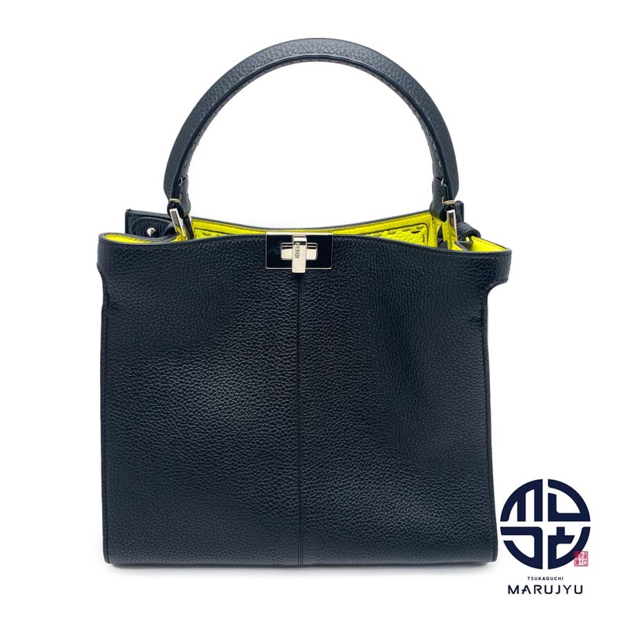 FENDI フェンディ 黒 黄 ブラック イエロー バイカラー ピーカブー