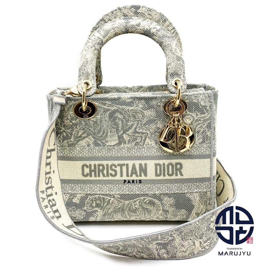 DIOR ディオール グレー系 Lady D-Lite バッグ ミディアム レディD