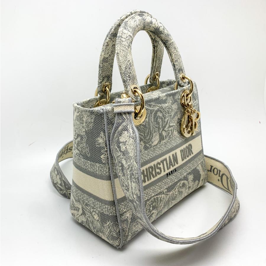 DIOR ディオール グレー系 Lady D-Lite バッグ ミディアム