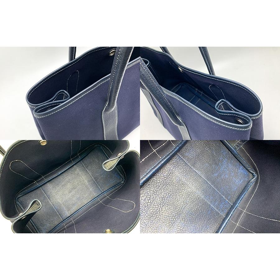 HERMES エルメス ネイビー トワル ガーデンパーティPM トートバッグ