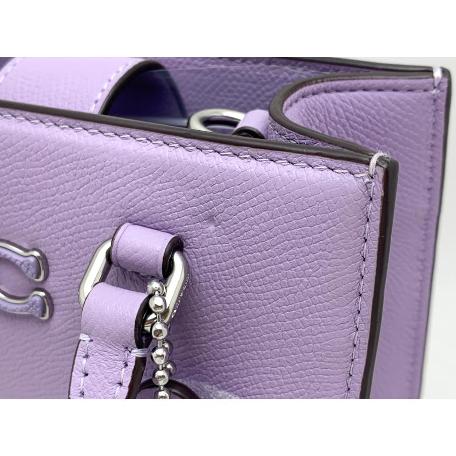 美品 COACH トートバッグ キャンバス レザー パープル シグネチャー COACH コーチ トート16 シグネチャーキャンバス ディテール 紫