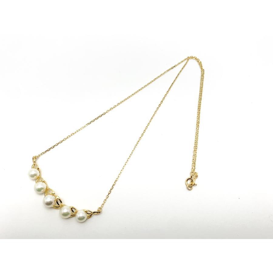 MIKIMOTO ミキモト K18 アコヤパール 真珠 5ピース ネックレス MIKIMOTO ミキモト アコヤパール 真珠 ピンクサファイア