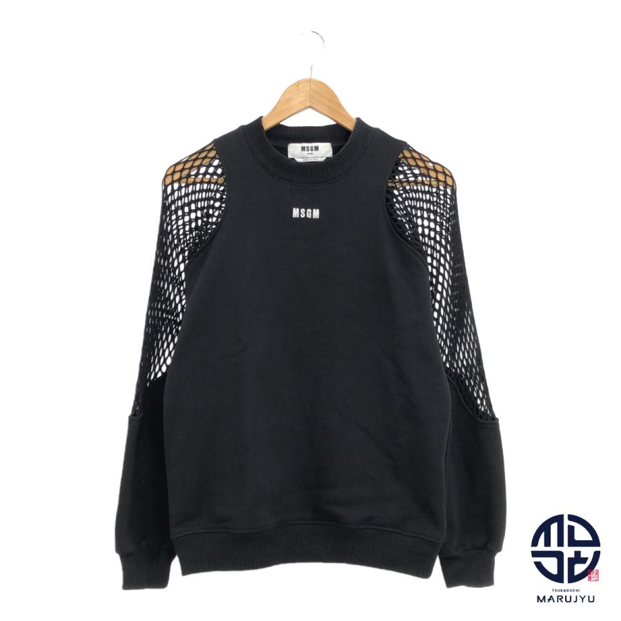 【美品】MSGM★カモフラスウェット MSGM エムエスジーエム 3441MDM169 袖透かし編み スウェット
