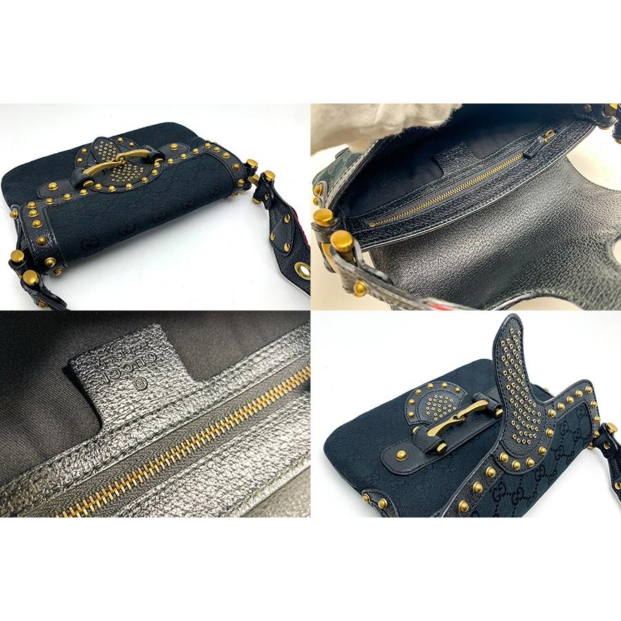 GUCCI グッチ 144190 シェリーライン GGキャンバス 黒 ブラック ホース