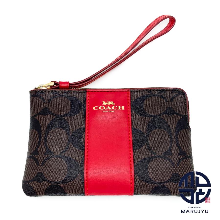 COACH コーチ ブラウン系 茶 レッド 赤 シグネチャー リストレット 