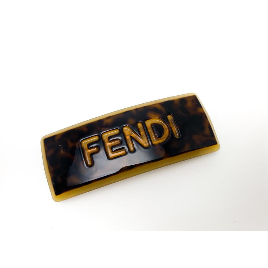 美品　FENDI ブラウン　バレッタ fendi ブラウンツイルヘアクリップヘアバレッタ