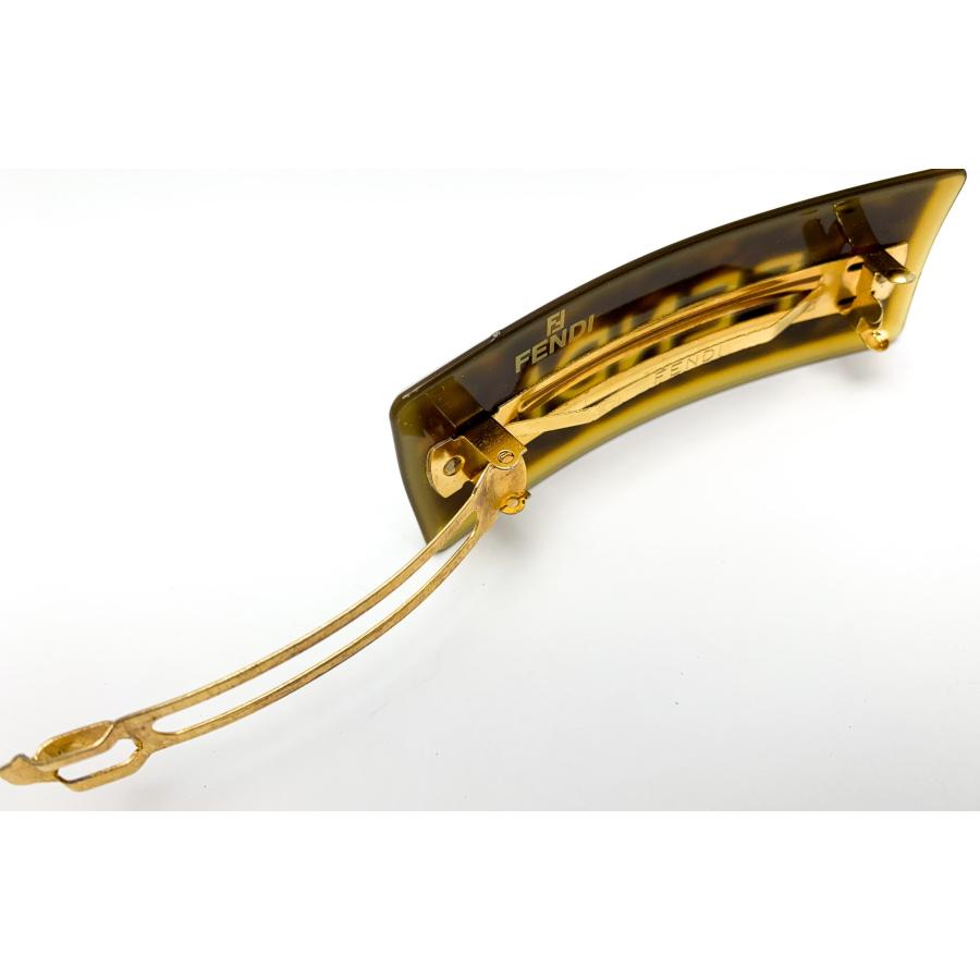 オールド　フェンディ　バレッタ　FFロゴ　べっ甲調　ヘアピン　髪留め　ブラウン bh1438_1.jpg