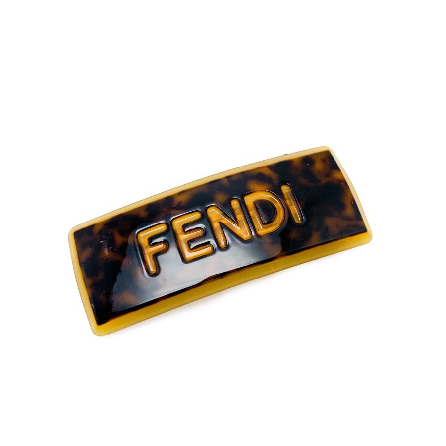 FENDI フェンディ ブランドロゴ べっ甲風 ブラウン 茶 バレッタ