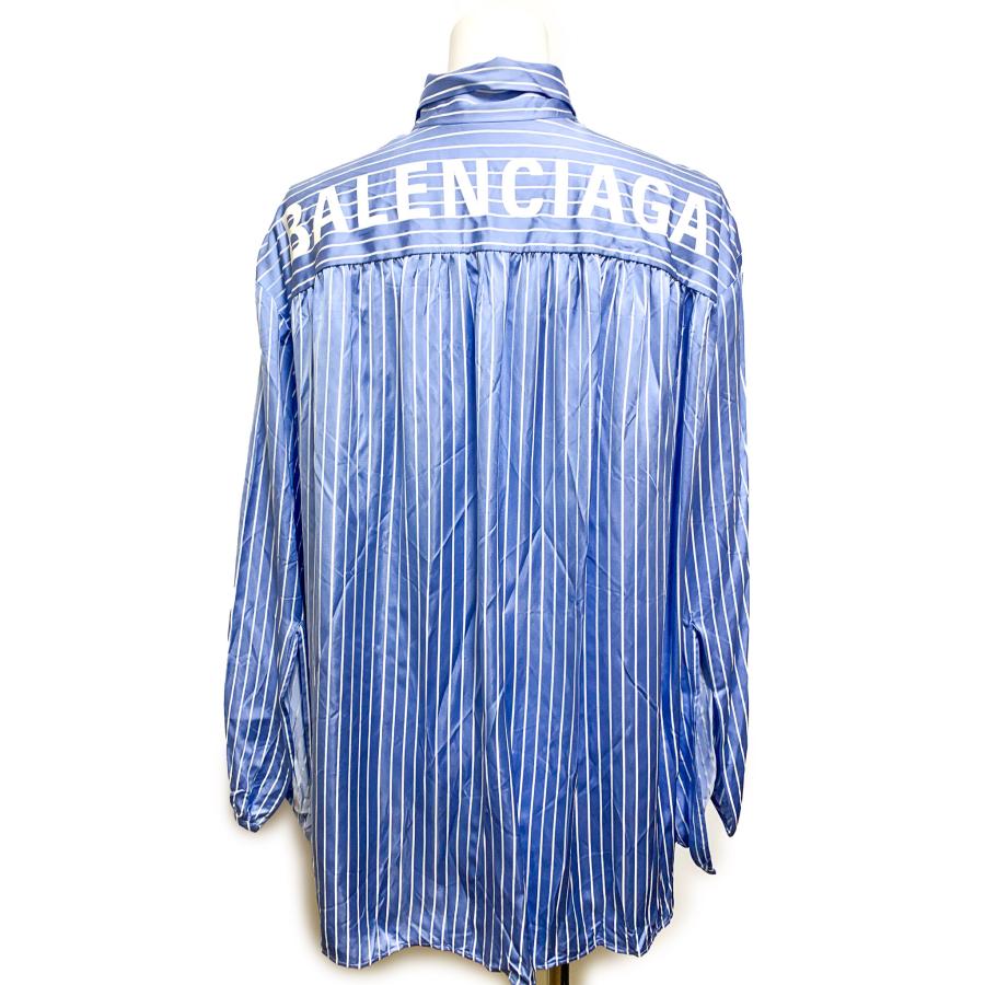 BALENCIAGA バレンシアガ 青 オーバーサイズ ストライプ シャツ BALENCIAGA バレンシアガ 青 オーバーサイズ ストライプ シャツ