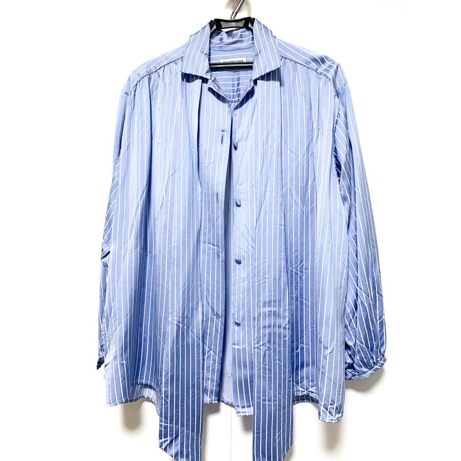 BALENCIAGA バレンシアガ 青 オーバーサイズ ストライプ シャツ BALENCIAGA バレンシアガ 青 オーバーサイズ ストライプ シャツ