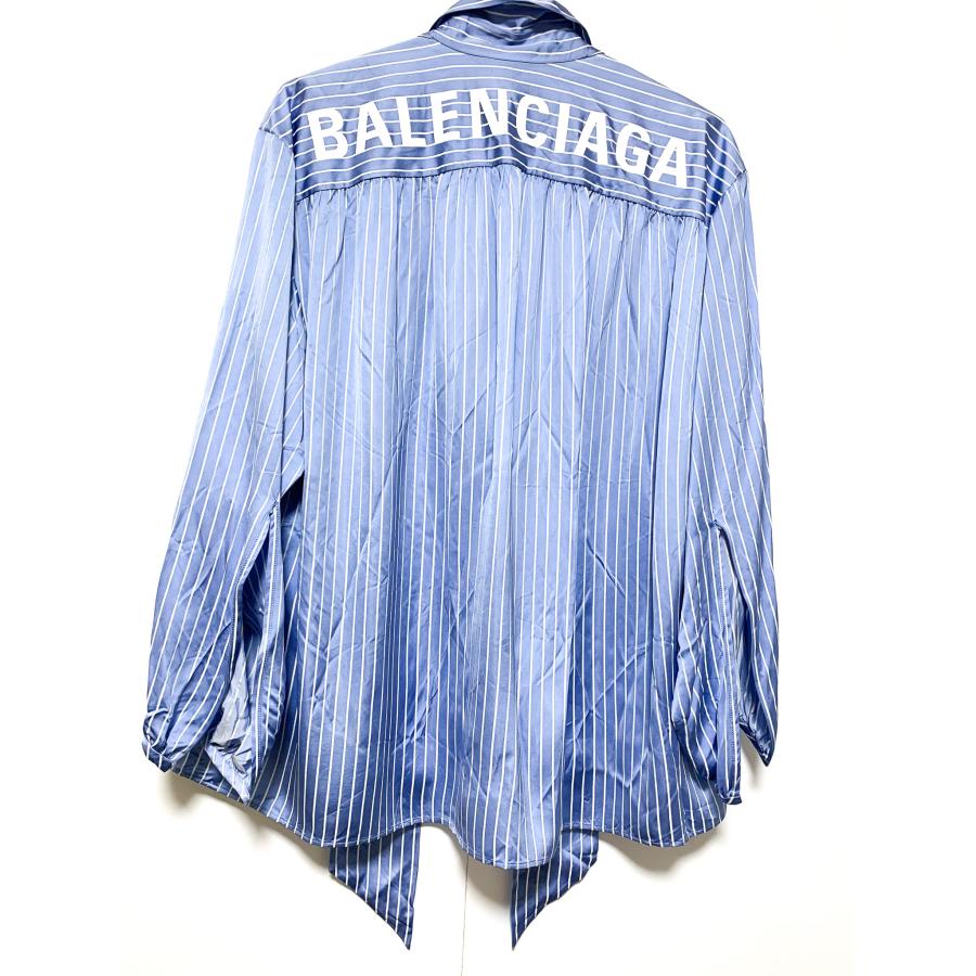 BALENCIAGA バレンシアガ 青 オーバーサイズ ストライプ シャツ BALENCIAGA バレンシアガ 青 オーバーサイズ ストライプ シャツ