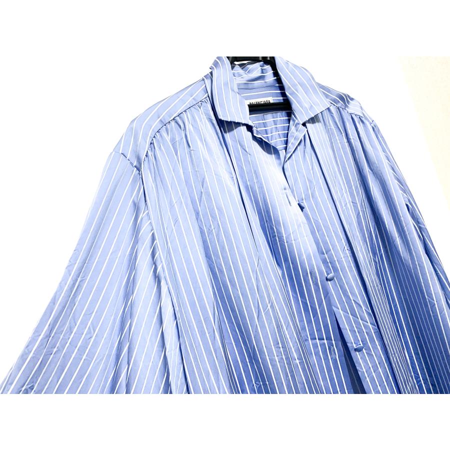 BALENCIAGA バレンシアガ 青 オーバーサイズ ストライプ シャツ BALENCIAGA バレンシアガ 青 オーバーサイズ ストライプ シャツ