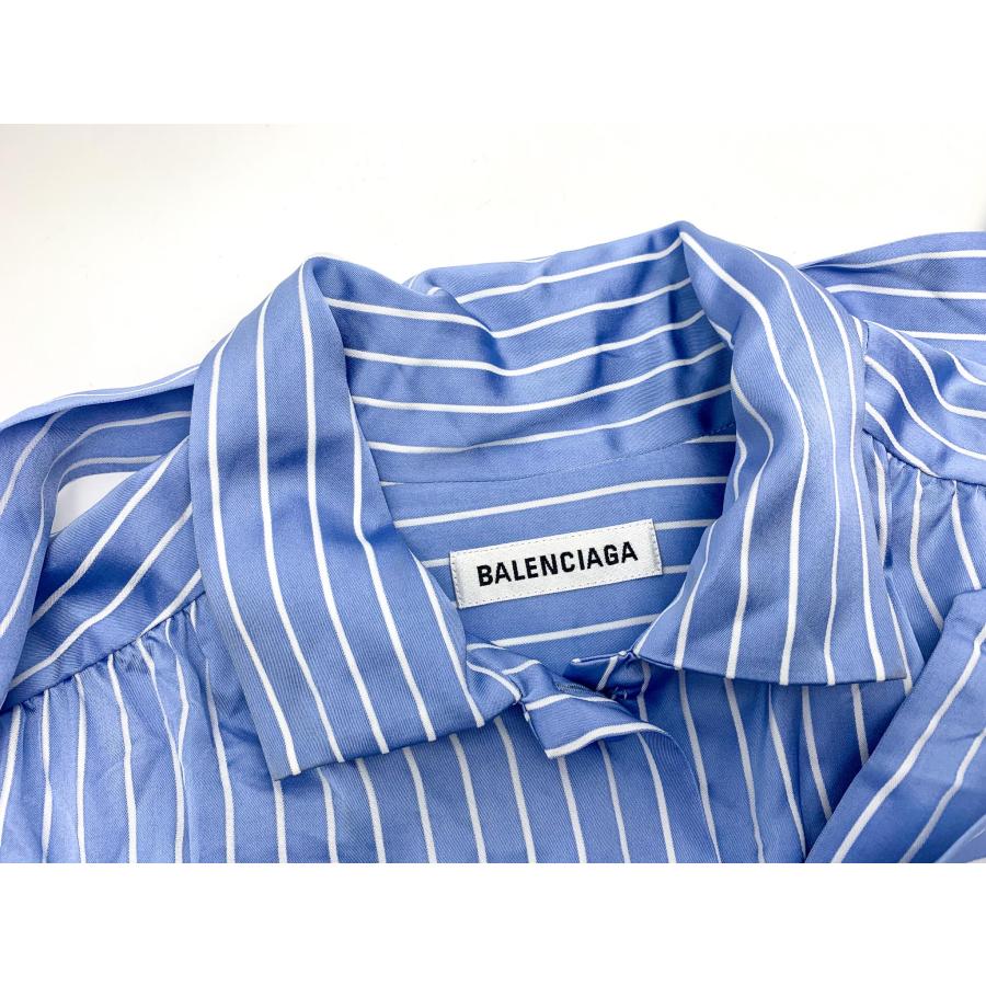 BALENCIAGA バレンシアガ 青 オーバーサイズ ストライプ シャツ BALENCIAGA バレンシアガ 青 オーバーサイズ ストライプ シャツ