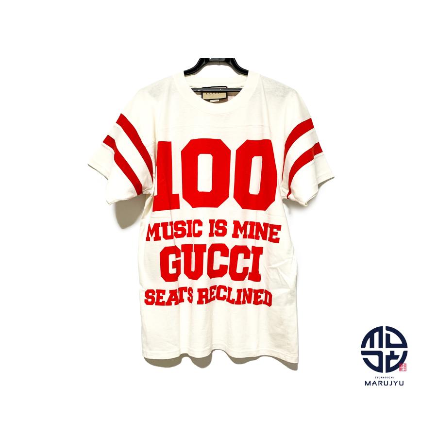 GUCCI グッチ 100周年 MUSIC IS MINE ロゴ Tシャツ 660744 GUCCI グッチ 100周年 MUSIC IS MINE ロゴ Tシャツ 660744